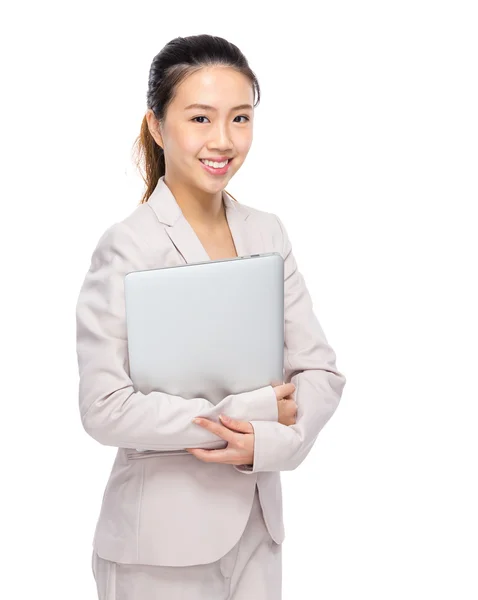 Mujer de negocios asiática con portátil — Foto de Stock