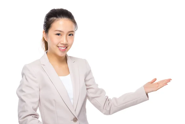 Asian businesswoman presentation on white background — Stock Photo, Image