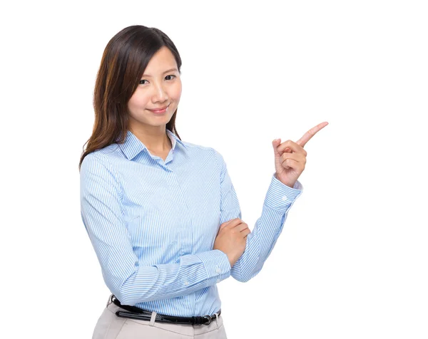 Asian businesswoman present finger up isolated — Stock Photo, Image