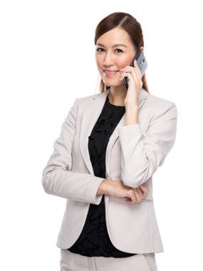 Business woman talk on mobile phone clipart