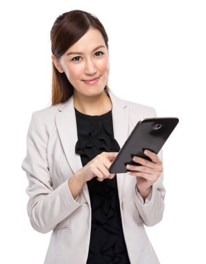 Asian businesswoman use tablet clipart