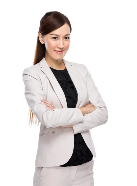 Asian businesswoman cross arm — Stock Photo, Image