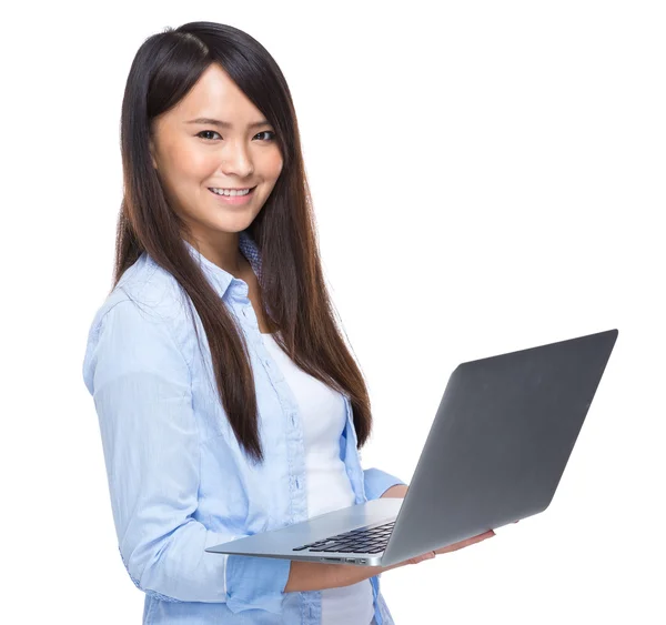 Woman use laptop computer — Stock Photo, Image