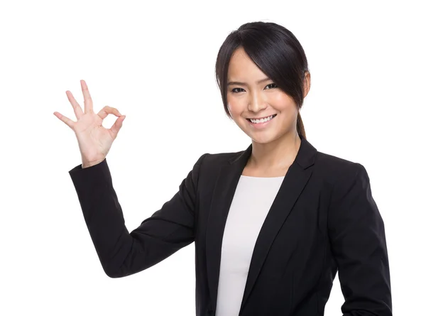 Business woman with ok sign — Stock Photo, Image