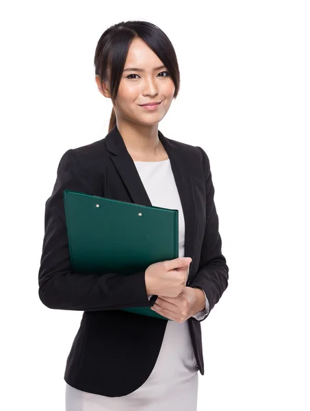 Asian businesswoman with clipboard — Stock Photo, Image