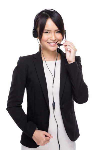 Mujer de negocios con auriculares — Foto de Stock