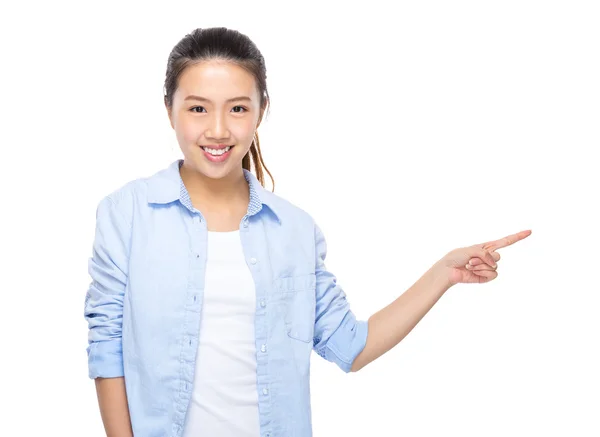 Asian young woman finger up — Stock Photo, Image