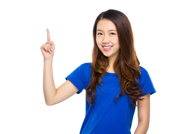 Young woman finger up — Stock Photo, Image