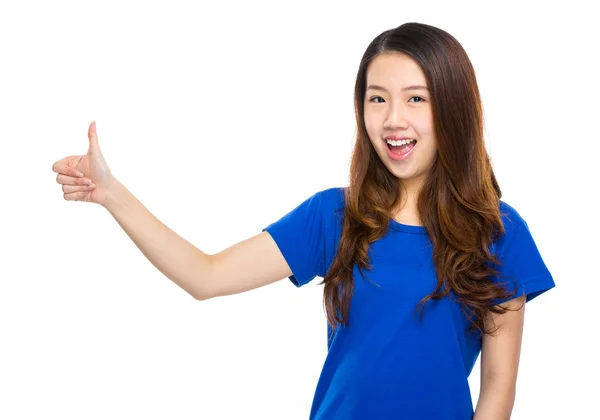 Asian young woman with thumb up — Stock Photo, Image