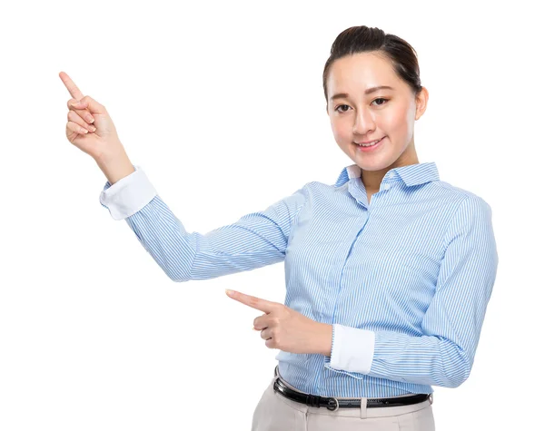 Businesswoman with finger point out — Stock Photo, Image