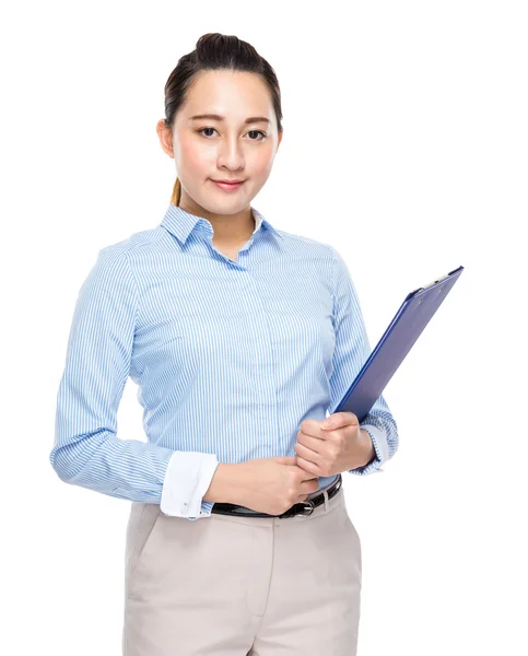 Businesswoman with clipboard — Stock Photo, Image