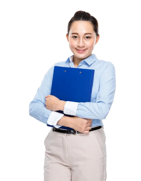 Asian secretary with file pad — Stock Photo, Image