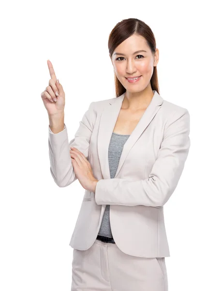 นักธุรกิจหญิงที่มีนิ้วขึ้น — ภาพถ่ายสต็อก