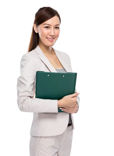 Businesswoman hold with clipboard — Stock Photo, Image