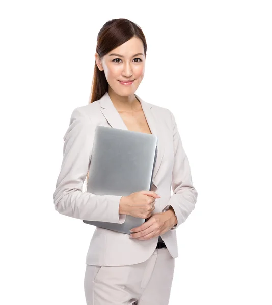 Businesswoman carry with laptop computer — Stock Photo, Image