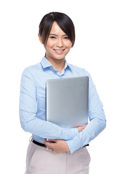 Female manager with computer — Stock Photo, Image