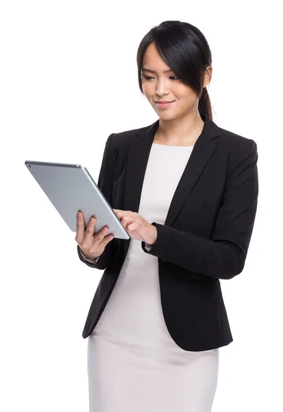 Businesswoman use digital tablet — Stock Photo, Image