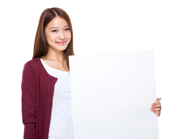 Woman hold blank board — Stock Photo, Image