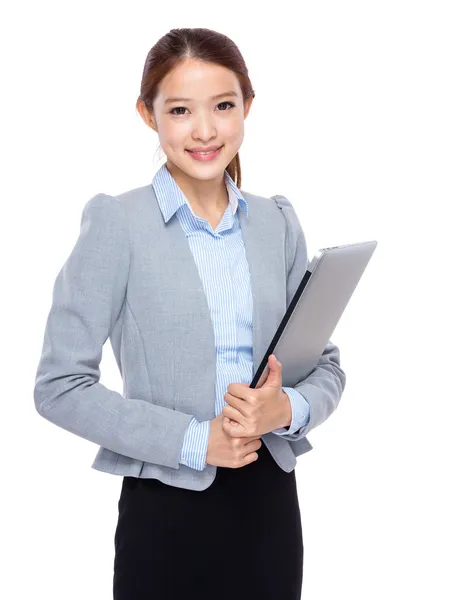 Female manager with computer — Stock Photo, Image