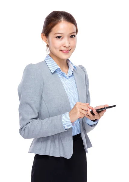 Young businesswoman touch on cellphone — Stock Photo, Image