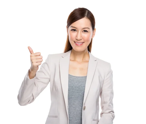 Mujer de negocios con pulgar hacia arriba — Foto de Stock