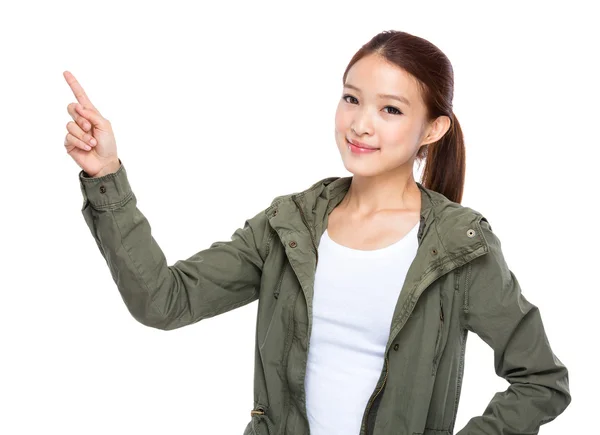 Asian woman finger up — Stock Photo, Image