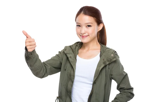 Young woman with thumb up — Stock Photo, Image