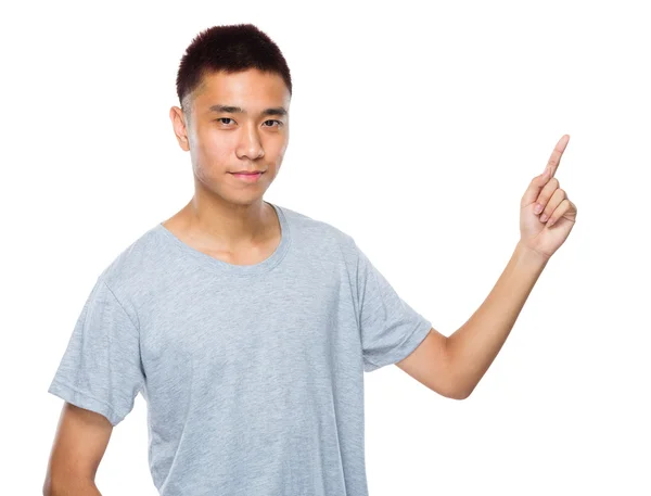 Mann mit erhobenem Zeigefinger — Stockfoto