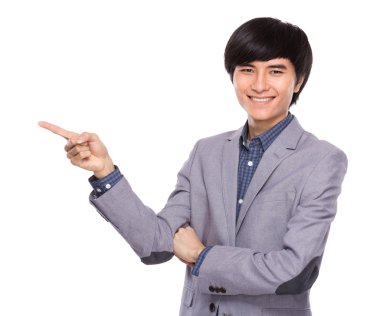 Businessman finger point out