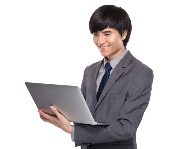 Businessman look at laptop — Stock Photo, Image