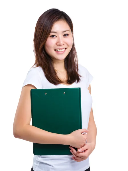 Asian woman with clipboard — Stock Photo, Image