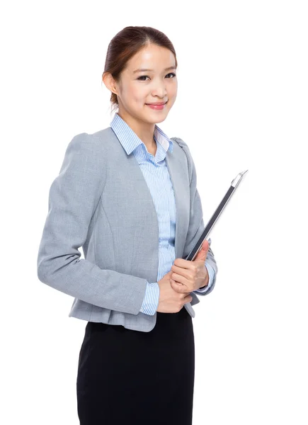 Businesswoman with laptop computer — Stock Photo, Image