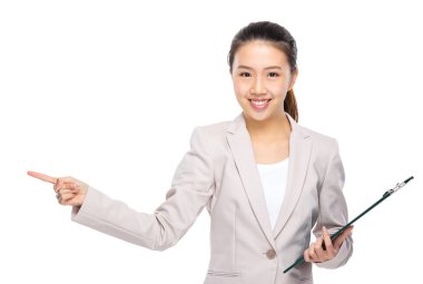 Asya işkadını Pano ve parmak ile işaret