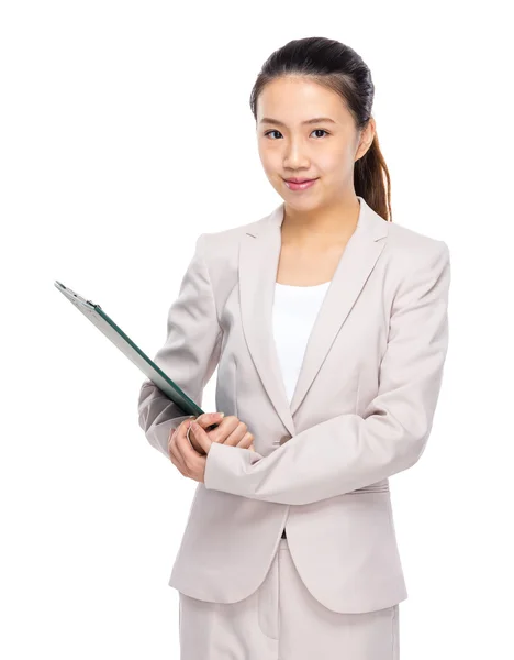 Businesswoman with clipboard — Stock Photo, Image