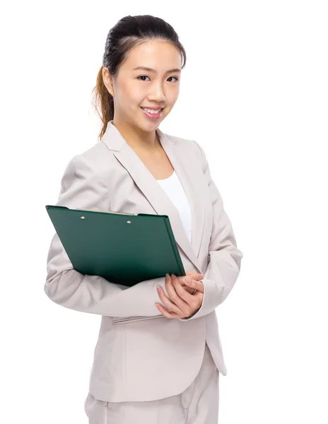 Asiatiska affärskvinna med mapp — Stockfoto