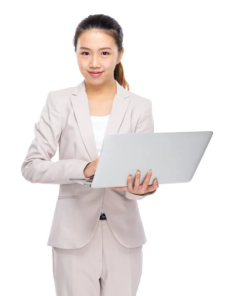 Asian businesswoman use laptop computer — Stock Photo, Image