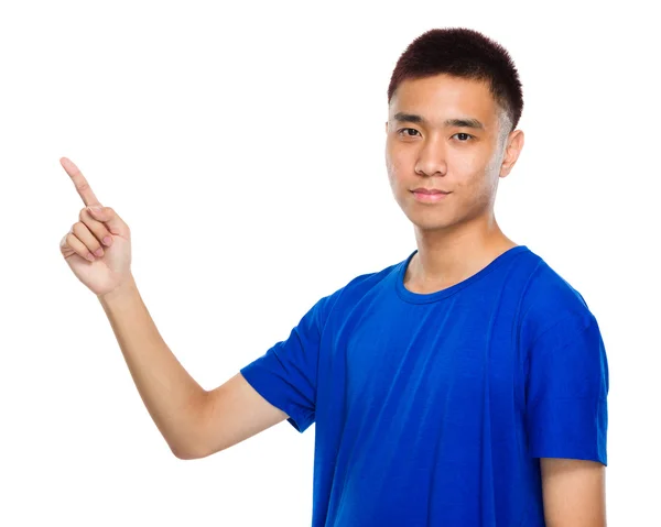 Asiatischer junger Mann mit Fingerzeig — Stockfoto