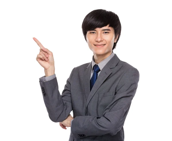 Young businessman with finger up — Stock Photo, Image