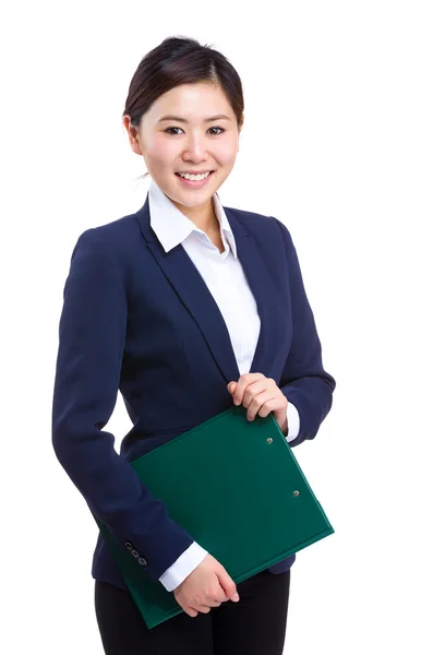 Businesswoman hold clipboard — Stock Photo, Image