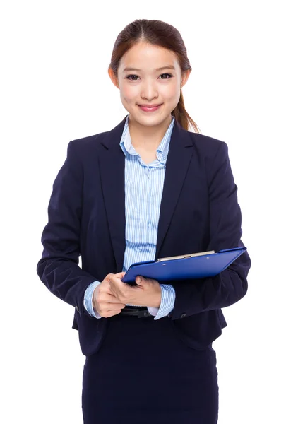 Business secretary with clipboard — Stock Photo, Image