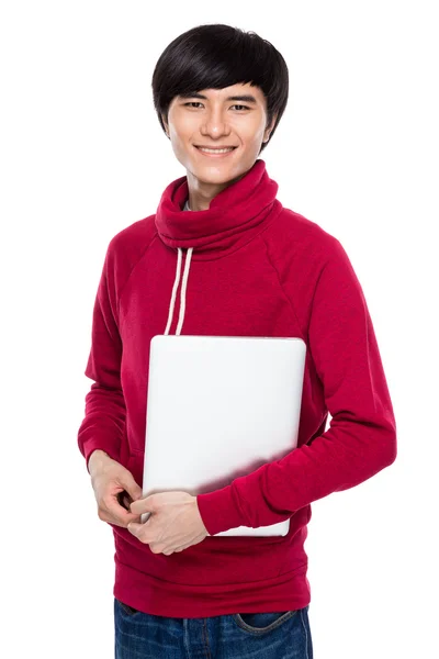 Asian man with laptop computer — Stock Photo, Image