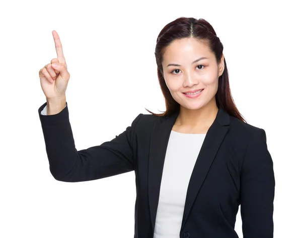 Mature businesswoman with finger point out — Stock Photo, Image