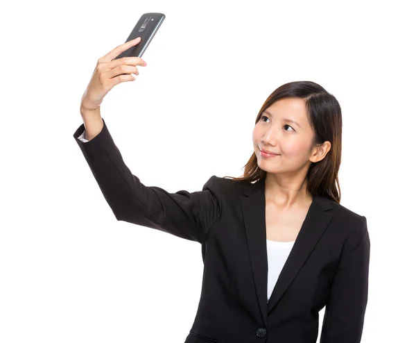 Iş kadını talk selfie — Stok fotoğraf