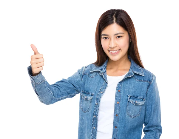 Woman with thumb up — Stock Photo, Image