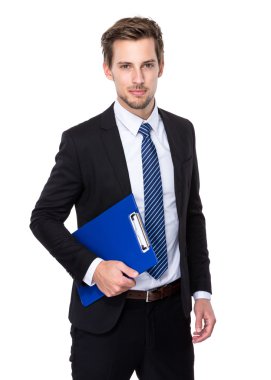 Pano ile beyaz iş adamı