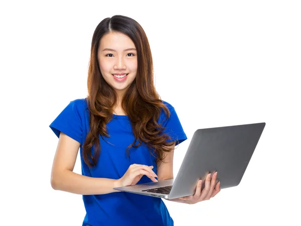 Asian woman use notebook — Stock Photo, Image