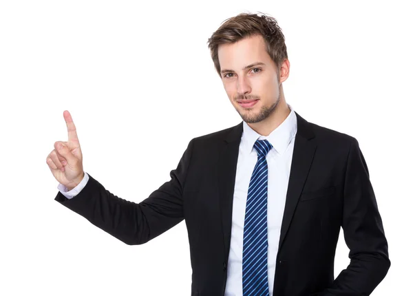 stock image Caucasian business man with finger up