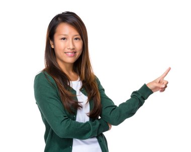 Asyalı kadın parmağı ile işaret