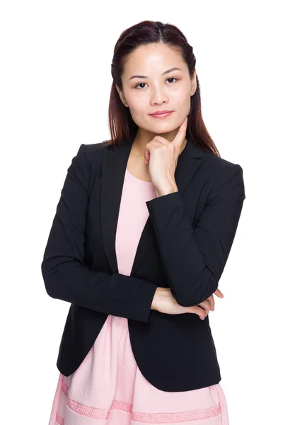 Asian businesswoman think of idea — Stock Photo, Image