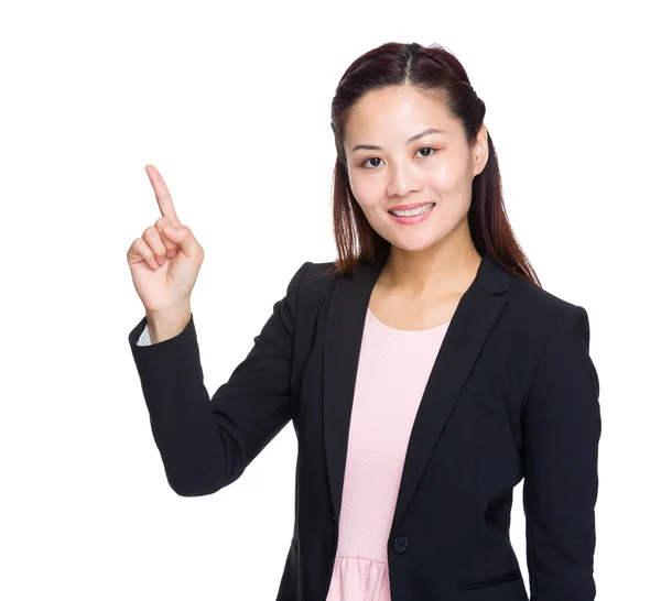 Mujer de negocios con el dedo en alto — Foto de Stock